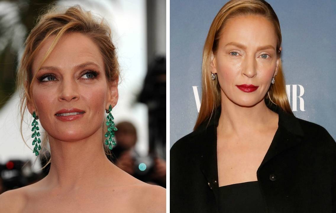 O antes e depois de Uma Thurman. Foto: Getty Images