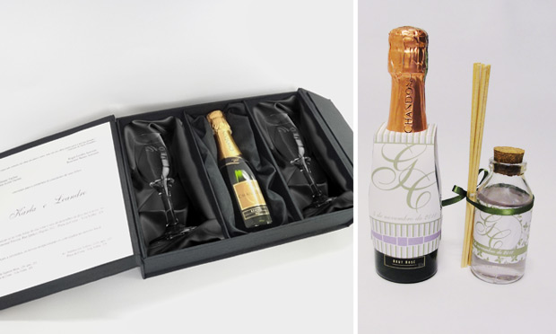 Convite de casamento com champanhe