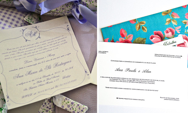 Convite de casamento com estampas da festa Convite de casamento com estampas da festa