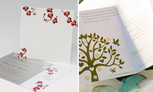 Convite de casamento com ilustração