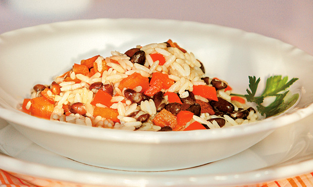 Feijão e arroz com bacon Feijão e arroz com bacon