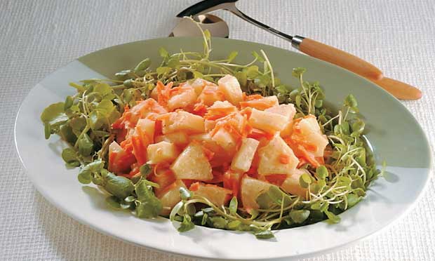 Salada de agrião, abacaxi e cenoura Salada de agrião, abacaxi e cenoura