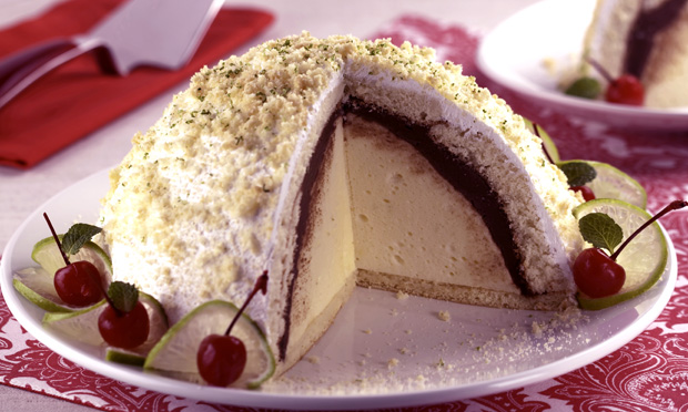 Torta gelada de limão e chocolate (zucotto)