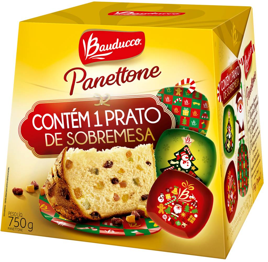 Panettone tradicional 750g com pratinhos colecion+íveis