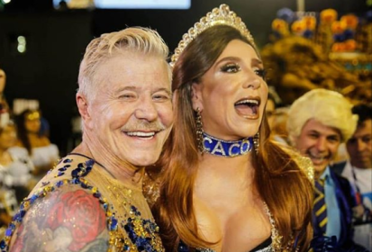 Miguel Falabella e Marisa Orth no desfile no Rio