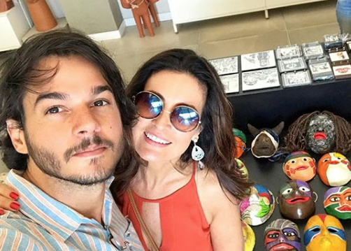 Fátima Bernardes acompanha Túlio em Fórum da ONU