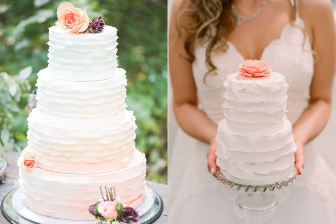 Bolo de casamento com a técnica ruffle cake
