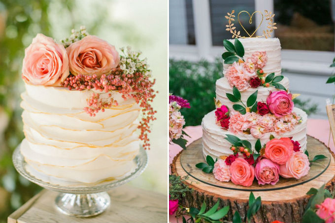 Bolo de casamento com a técnica ruffle cake