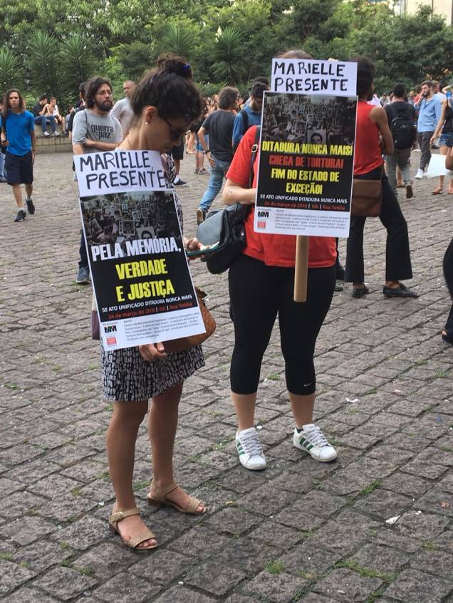 Protesto contra a morte de Marielle Franco e Anderson Gomes, assassinados no Rio Protesto contra a morte de Marielle Franco e Anderson Gomes, assassinados no Rio