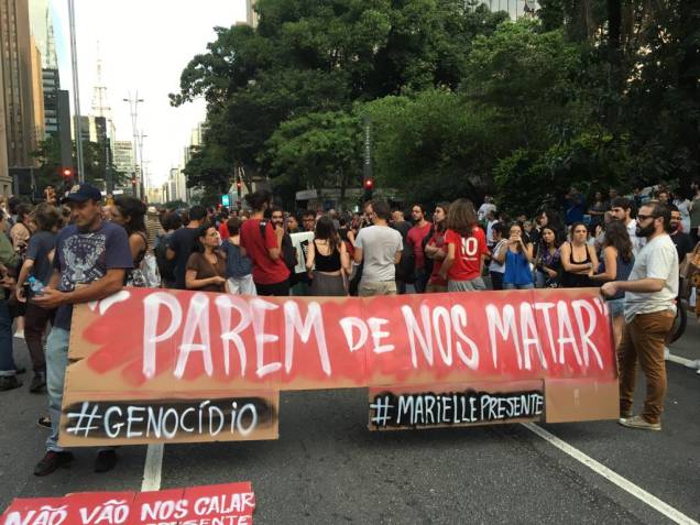 Protesto na avenida Paulista contra a morte de Marielle e Anderson Protesto na avenida Paulista contra a morte de Marielle e Anderson