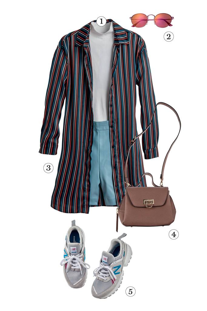 4looks_abril4 ook com short de cintura alta de couro