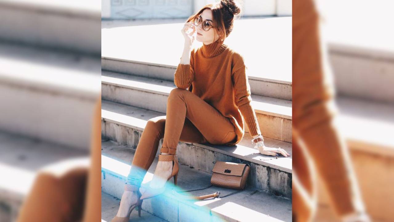 Look monocromático caramelo
