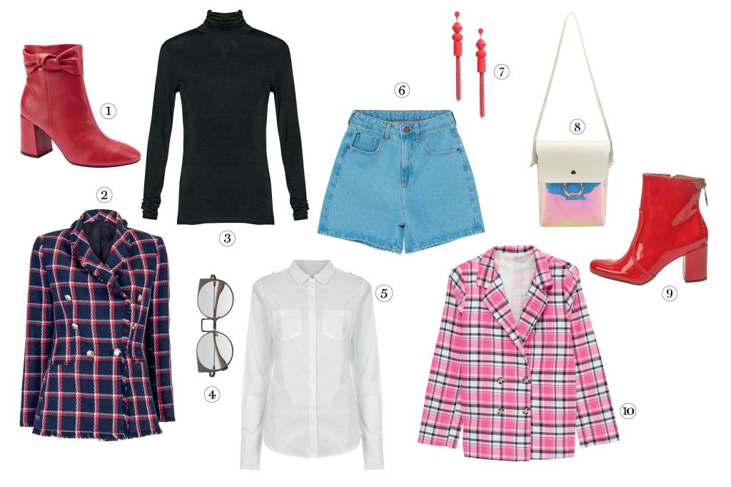 Conjunto de looks com blazer em xadrez tartã Conjunto de looks com blazer em xadrez tartã