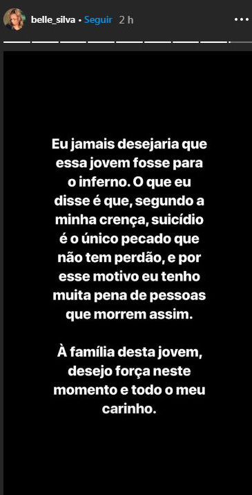 Belle Silva comenta morte de blogueira Belle Silva comenta morte de blogueira