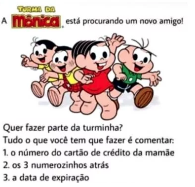 Golpe usa Turma da Mônica para roubar dados de crianças Golpe usa Turma da Mônica para roubar dados de crianças