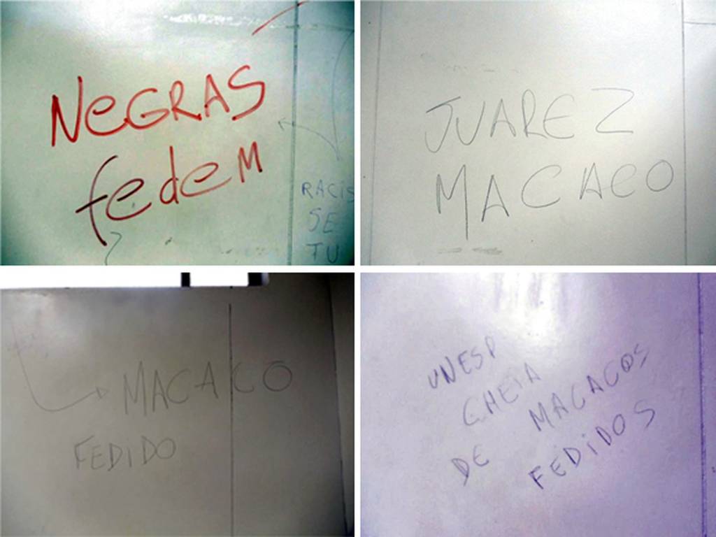 Pichações racistas encontradas no banheiro da Unesp Pichações racistas encontradas no banheiro da Unesp