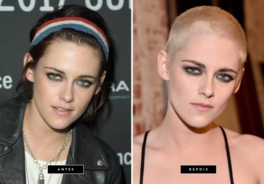 <strong>Março de 2017 // Kristen Stewart</strong> - A atriz norte-americana radicalizou! Kristen estreou o visual platinado e raspado na première do filme <em>Personal Shopper</em> em Los Angeles. Arrasadora! <strong>Março de 2017 // Kristen Stewart</strong> - A atriz norte-americana radicalizou! Kristen estreou o visual platinado e raspado na première do filme <em>Personal Shopper</em> em Los Angeles. Arrasadora!