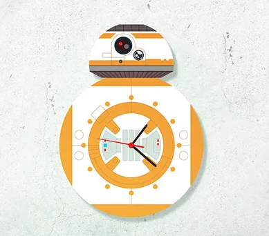 Relógio de parede Star Wars - BB8. <a href="https://www.nerdstore.com.br/relogio-de-parede-droide-8rg27/p">Nerdstore</a>, R$ 59,90