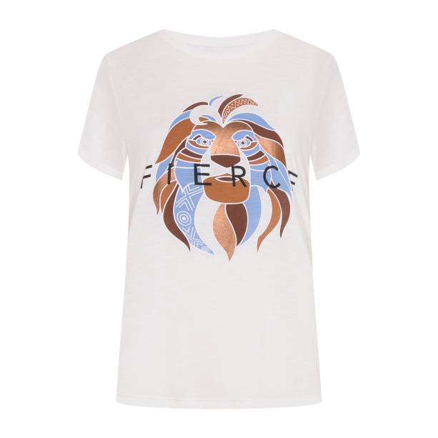 Blusa Feminina O Rei Leão Metalizada Manga Curta Decote Redondo Off White, R$ 49,99 - C&A