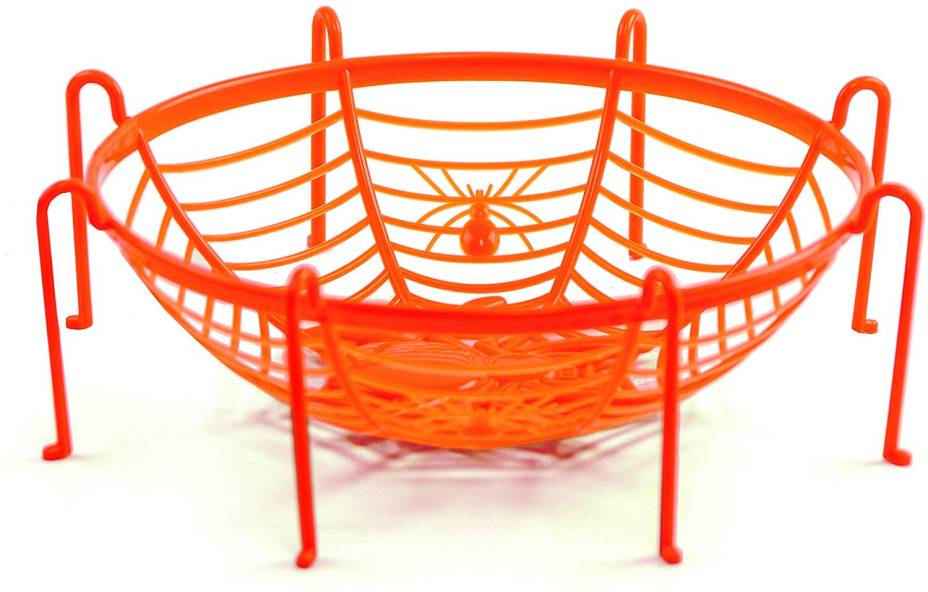 Cesta Teia de Aranha, de plástico laranja. Amazon, R$ 14,90