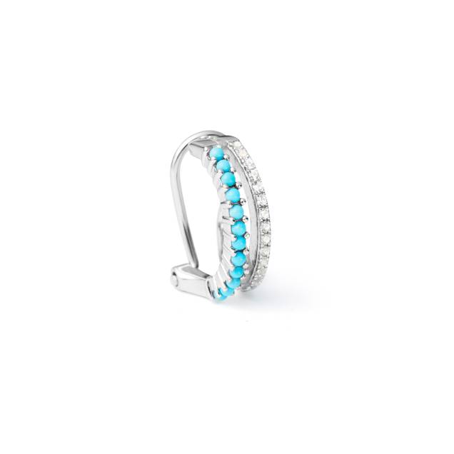 Piercing de prata, topázio branco e turquesa natural. Piercing de prata, topázio branco e turquesa natural.