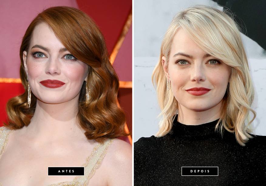 <strong>Junho de 2017 // Emma Stone</strong> - depois de uma longa fase ruiva, que incluiu quando ela recebeu a estatueta de Melhor Atriz no Oscar 2017 por seu papel em <em>La La Land</em>, a atriz resolveu mudar a cor de suas madeixas e voltar para o loiro platinado, bem parecido com o tom que desfilou durante as gravações de <span><em>O Espetacular Homem-Aranha</em>, onde interpretou Gwen Stacy. </span>É incrível como Emma fica linda com qualquer cor de cabelo! <strong>Junho de 2017 // Emma Stone</strong> - depois de uma longa fase ruiva, que incluiu quando ela recebeu a estatueta de Melhor Atriz no Oscar 2017 por seu papel em <em>La La Land</em>, a atriz resolveu mudar a cor de suas madeixas e voltar para o loiro platinado, bem parecido com o tom que desfilou durante as gravações de <span><em>O Espetacular Homem-Aranha</em>, onde interpretou Gwen Stacy. </span>É incrível como Emma fica linda com qualquer cor de cabelo!