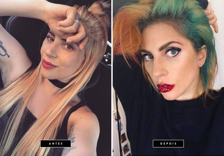 <strong>Julho de 2017 // Lady Gaga</strong> - Se tem alguém que segura um cabelo de duas cores é a cantora norte-americana. O novo – e ousado – visual é para a turnê do álbum <em>Joanne</em>, que começa em 01.08 em Vancouver, no Canadá. <strong>Julho de 2017 // Lady Gaga</strong> - Se tem alguém que segura um cabelo de duas cores é a cantora norte-americana. O novo – e ousado – visual é para a turnê do álbum <em>Joanne</em>, que começa em 01.08 em Vancouver, no Canadá.