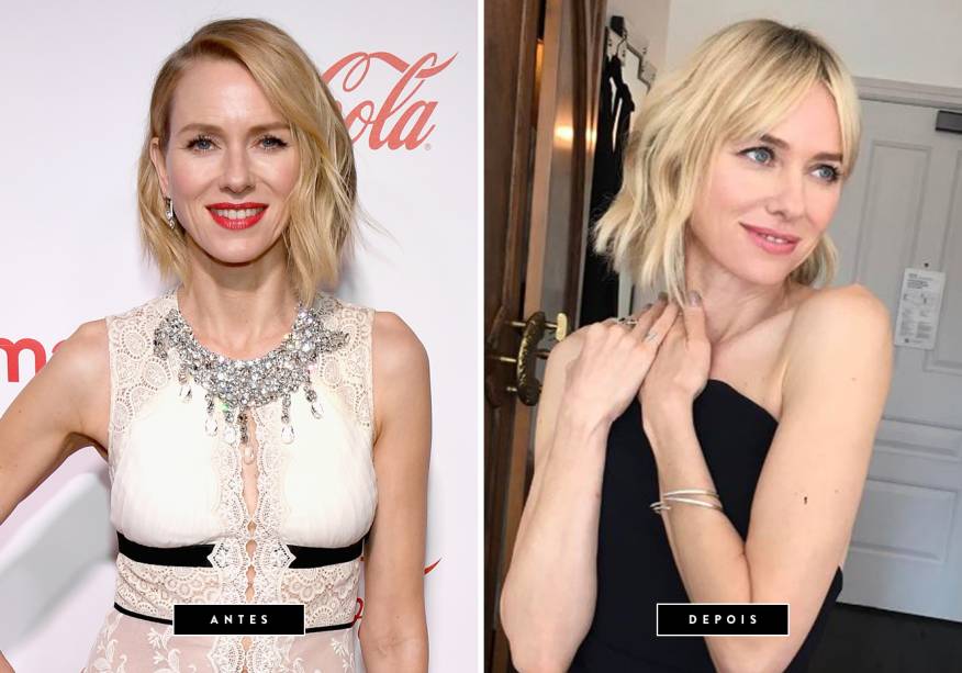 <strong>Abril de 2017 // Naomi Watts</strong><span> - A atriz estará na nova temporada da série Twin Peaks, que estreará ainda neste ano e, para viver sua personagem, exibiu uma franja que casou muito bem com seu messy bob.</span>