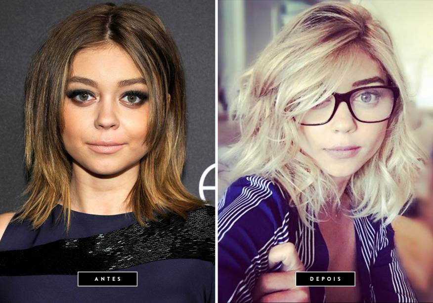 <b>Abril de 2017 // Sarah Hyland</b> - a atriz de Modern Family abandonou seu ombre hair e platinou os cabelos, deixando a raiz levemente mais escura. <b>Abril de 2017 // Sarah Hyland</b> - a atriz de Modern Family abandonou seu ombre hair e platinou os cabelos, deixando a raiz levemente mais escura.