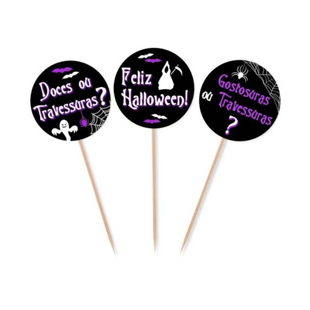 Topper, modelo 03, de palito de madeira e papel cartonado.<a href="https://www.vemfestejar.com/a1-topper-para-cupcake-e-doces-halloween-modelo-03-10-unidades-2587/p?cc=108" target="_blank" rel="noopener"> Vem Festejar</a>, R$ 5,90 o kit com 10 unidades Topper, modelo 03, de palito de madeira e papel cartonado.<a href="https://www.vemfestejar.com/a1-topper-para-cupcake-e-doces-halloween-modelo-03-10-unidades-2587/p?cc=108" target="_blank" rel="noopener"> Vem Festejar</a>, R$ 5,90 o kit com 10 unidades