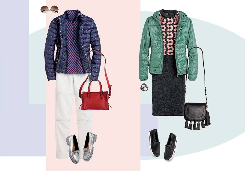 Dois looks de inverno com casaco doudoune