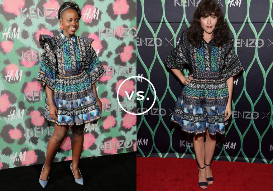 <strong>Lupita Nyong'o </strong>e <strong>Selma Blair</strong> vestem<strong> Kenzo para H&M</strong>. O vestido superestampado da parceria fashion ganhou interpretações bem diferentes nas mãos das atrizes. Lupita apostou na vibe fashionista com acessórios coloridos e Selma investiu em um visual mais dark com batom escuro e poucos acessórios.