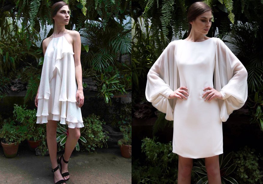 <strong>Trinitá</strong>. A linha que conta com sete vestidos em off white.  Recortes estratégicos, decotes e fendas deixam os modelos de pegada minimalista mais interessantes.