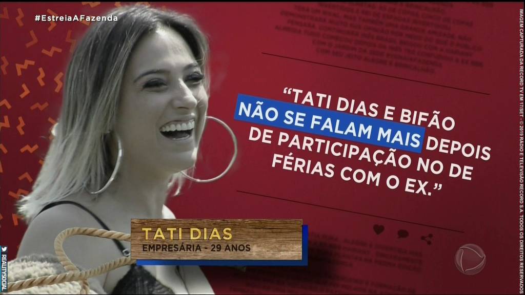 Tati Dias em A Fazenda Tati Dias em A Fazenda
