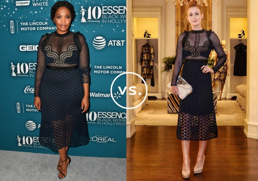 <strong>Terry Pheto </strong>e<strong> Marina Ruy Barbosa</strong> vestem <strong>Self-portrait</strong>. Apesar do tom sóbrio, o vestido da grife britânica passa longe do básico por causa dos vários detalhes - mix de texturas, aplicações de tecido nos ombros e transparências generosas. Para arrematar, a sul-africana selecionou sandálias delicadas e apostou em tiara de trança; já a brasileira foi de escarpins nude, coque podrinho e clutch trabalhada.