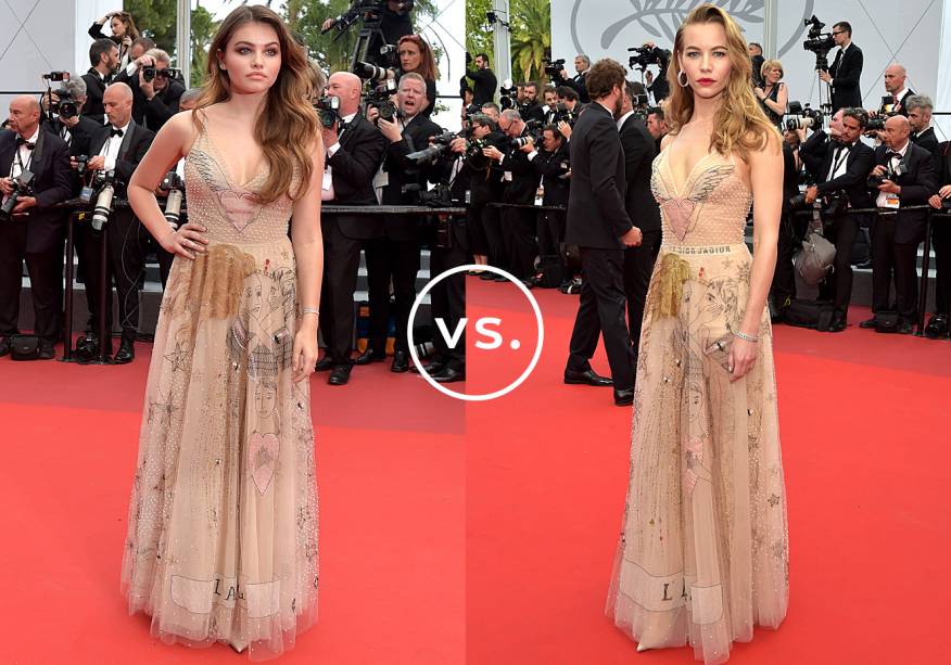 <strong>Thylane Blondeau</strong> e <strong>Svetlana Ustinova</strong> vestem <strong>Dior</strong>. Delicado e luxuoso, o vestido caiu mesmo na graça das famosas e foi exibido duas vezes no tapete vermelho do Festival de Cinema de Cannes. Thylane e Svetlana apostaram em styling semelhante e arremataram a produção com cabelos soltos e ondulados e uma pulseira de brilhantes. Mas enquanto a francesa apostou no esfumado marrom, a russa foi de batom vermelho.