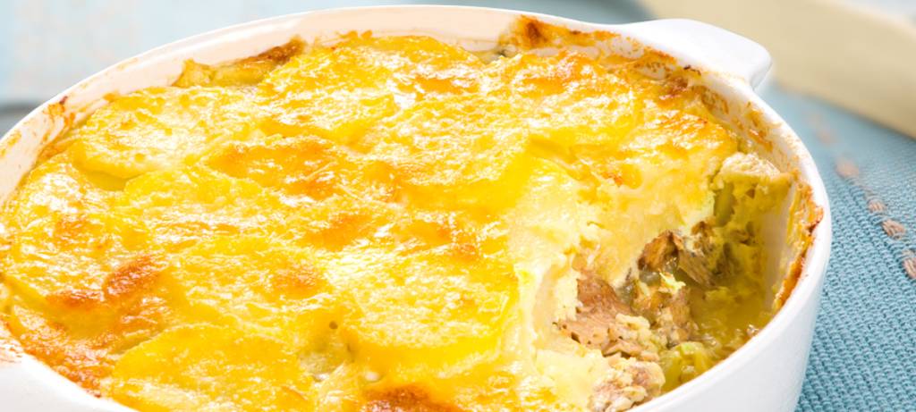 Batata gratinada com sardinha