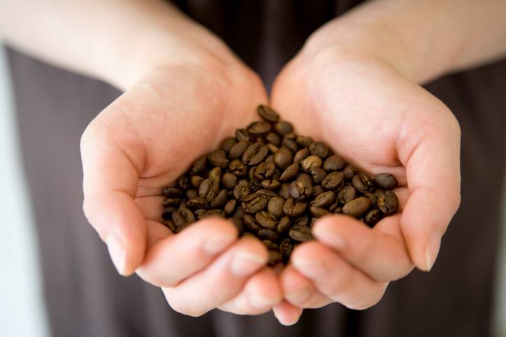 A Woman’s Hands Holding Fresh Coffee Beans