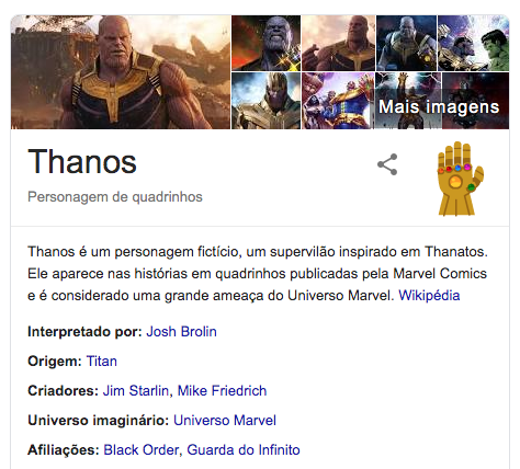 Pesquisa de “Thanos” no Google