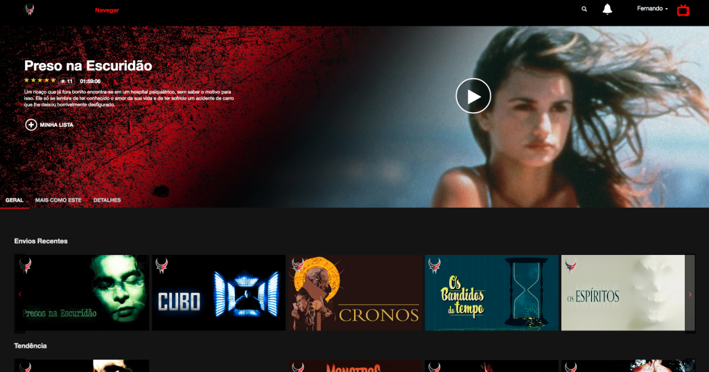 Interface da Darkflix. Interface da Darkflix.
