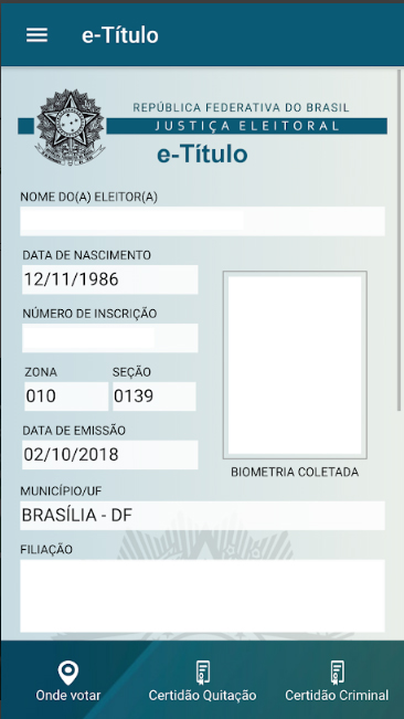 e-Título na versão Android e-Título na versão Android