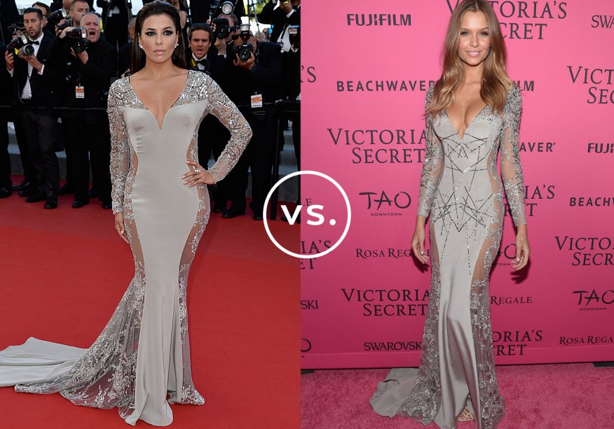 <strong>Eva Longoria</strong> e <strong>Josephine Skriver </strong>vestem <strong>Gabriela Cadena</strong>. Enquanto a atriz optou por uma versão mais simples do vestido, a modelo não economizou no brilho. Maquiagem caprichada e cabelos soltos completam ambos os looks.