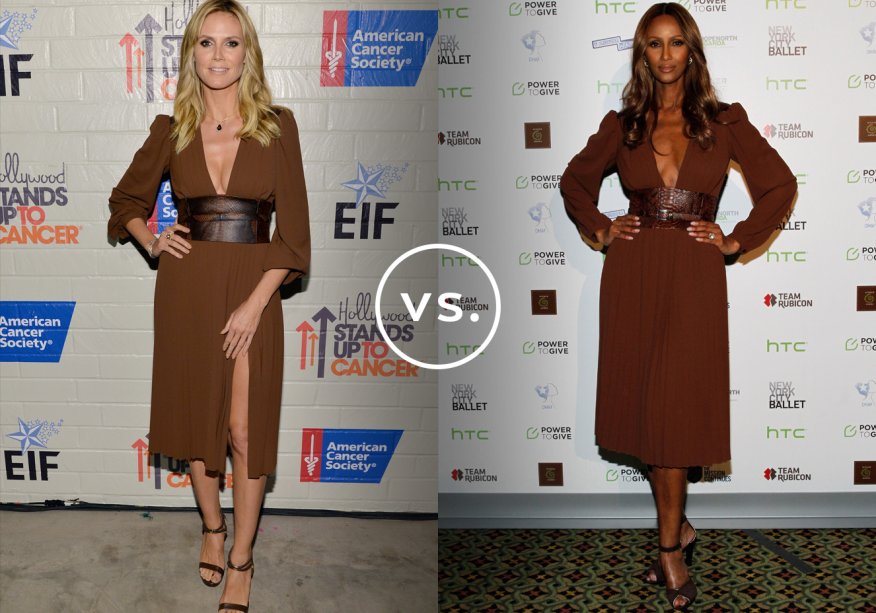 <strong>Heidi Klum</strong> e <strong>Iman</strong> vestem <strong>Michael Kors</strong>. O styling dos looks das duas ex-modelos é praticamente o mesmo: sapatos marrons e poucas joias.