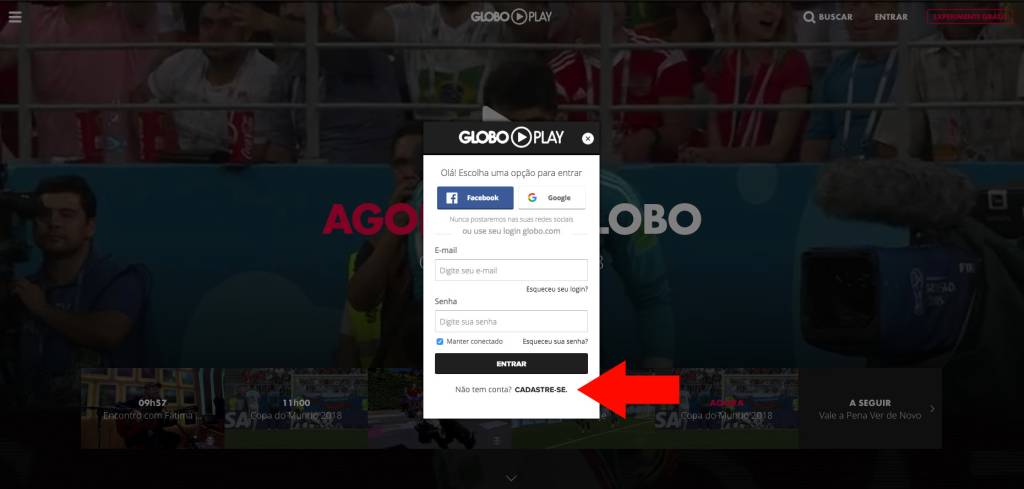 globoplay como acessar passo 2 globoplay como acessar passo 2