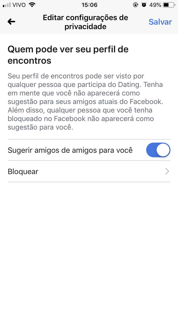Dados sobre privacidade no Facebook Dating Dados sobre privacidade no Facebook Dating