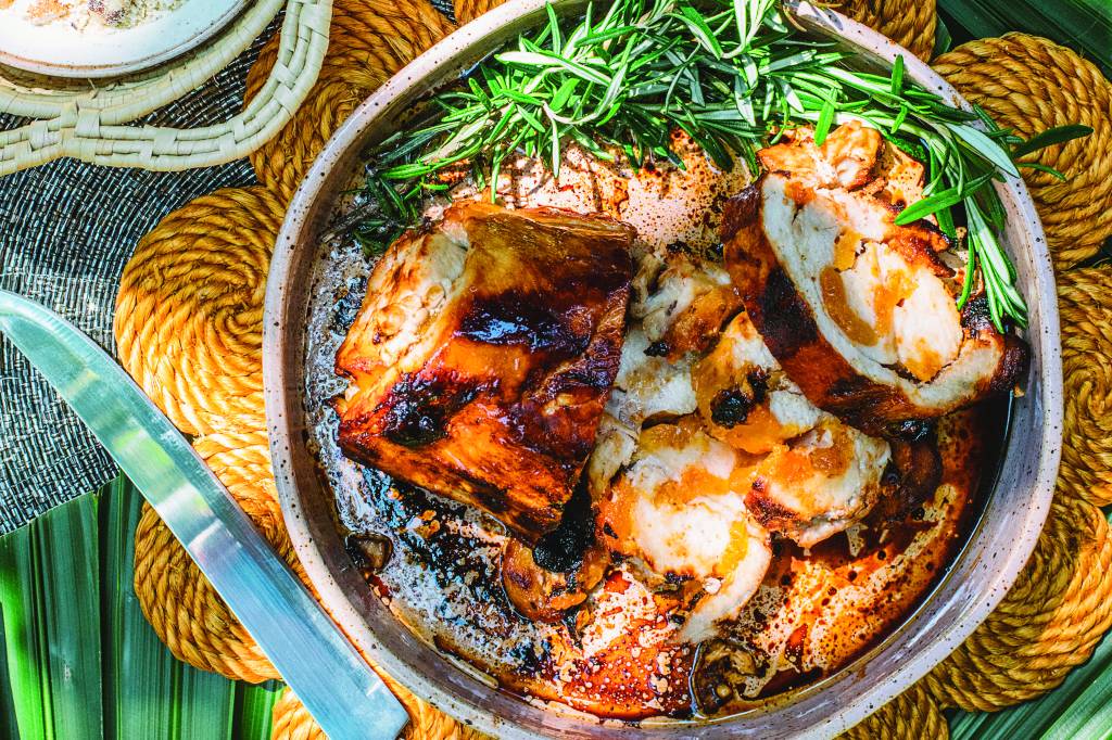 Lombo recheado com damasco