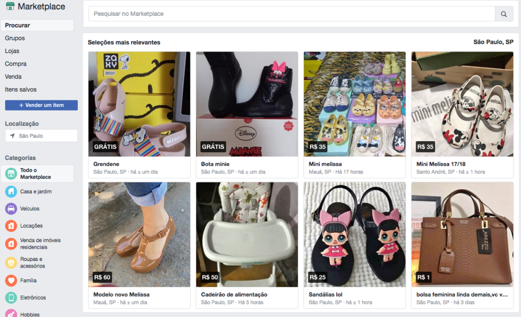 Print do Marketplace do Facebook Print do Marketplace do Facebook