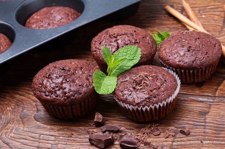 Chocolate muffins close-up