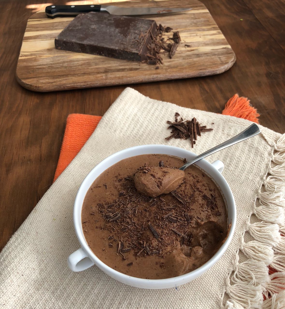 Musse funcional de chocolate e biomassa de banana verde