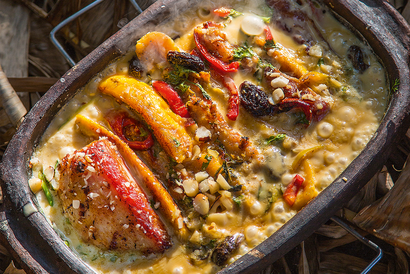 pirarucu defumado com leite de coco